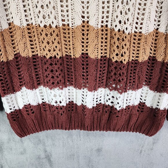 Womens LuLaRoe Open Knit Mariah Sweater Multicolor Striped Long Sleeve Size XL - Picture 3 of 11